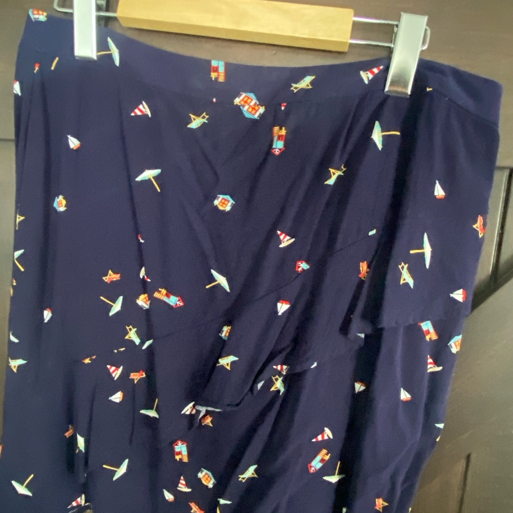 Navy Skirt with Nautical Print